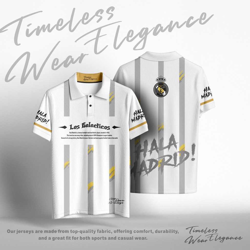 TE 001 Kaos Jersey Kerah Polo Jersey Real Madrid Keren Bijian Warna Cerah Anti Luntur