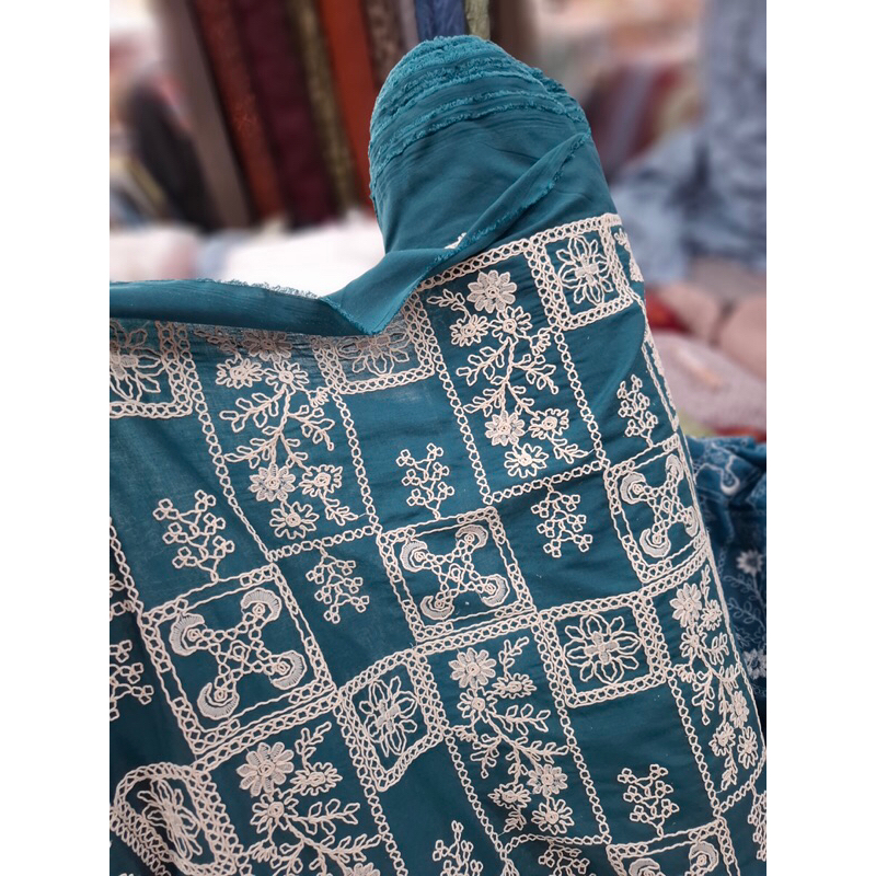 Kain Katun Motif Etnik Katun Bordir bahan dress abaya kardigan