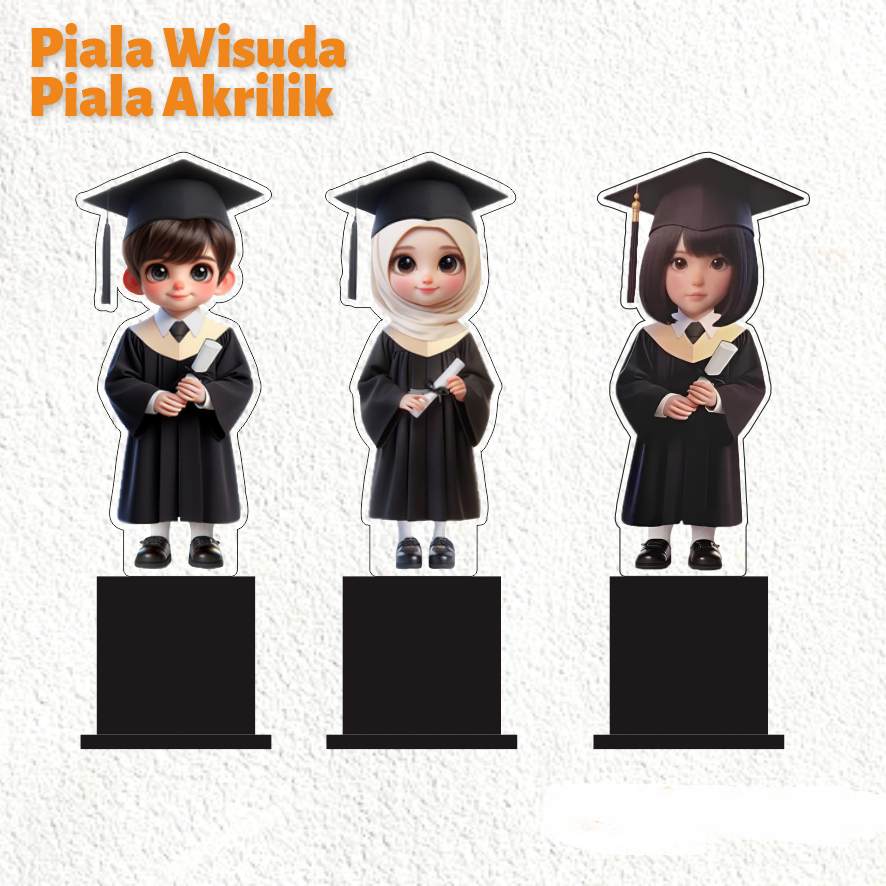Piala Wisuda Toga Hitam Akrilik Custom