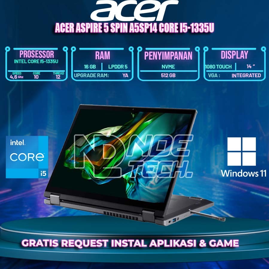 Acer Aspire 5 Spin A5SP14 core I5-1335u