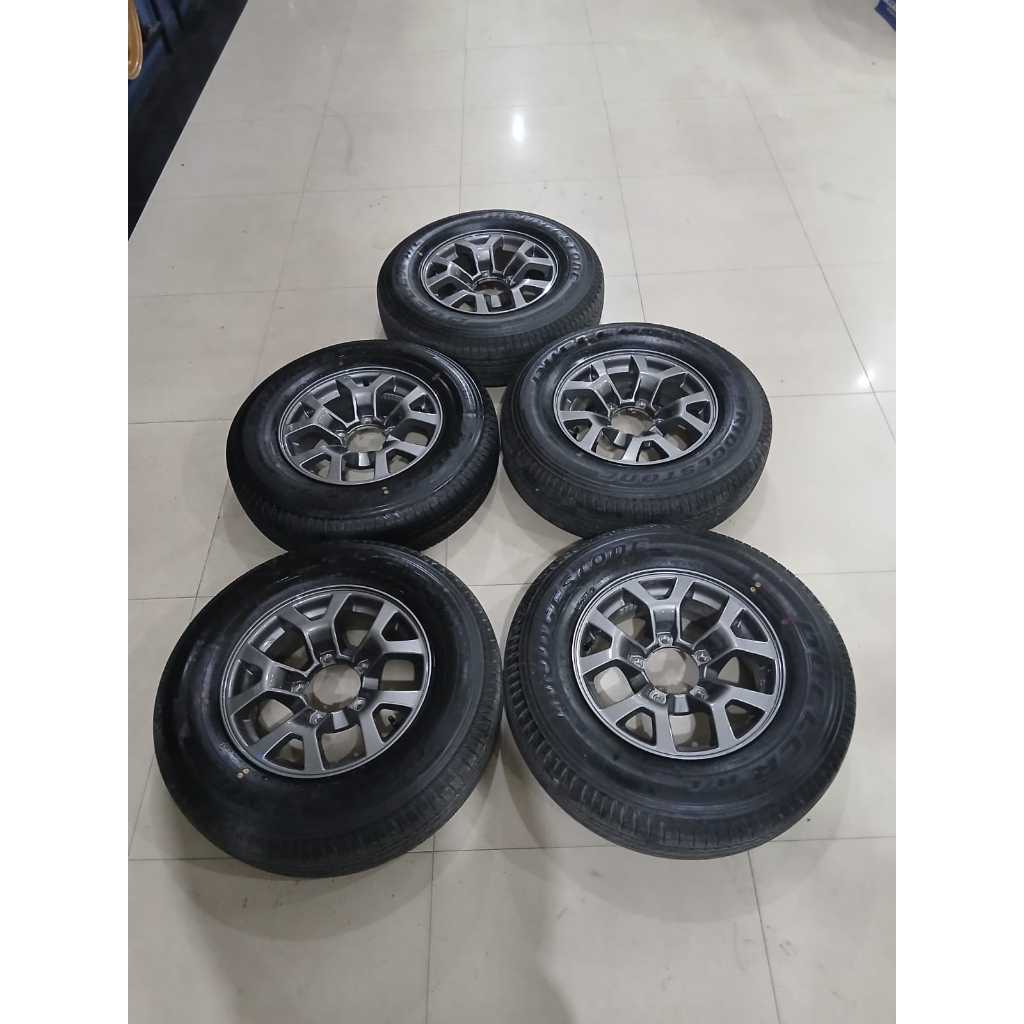 velg/pelek mobil second original jimny ring15 baut5x139 +ban bridgestone 195