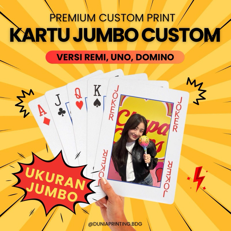 [EXPRESS] Custom Kartu Remi/Uno/Domino/Gaple Jumbo | Playing Card A5 | Kartu Foto Card Pribadi Besar