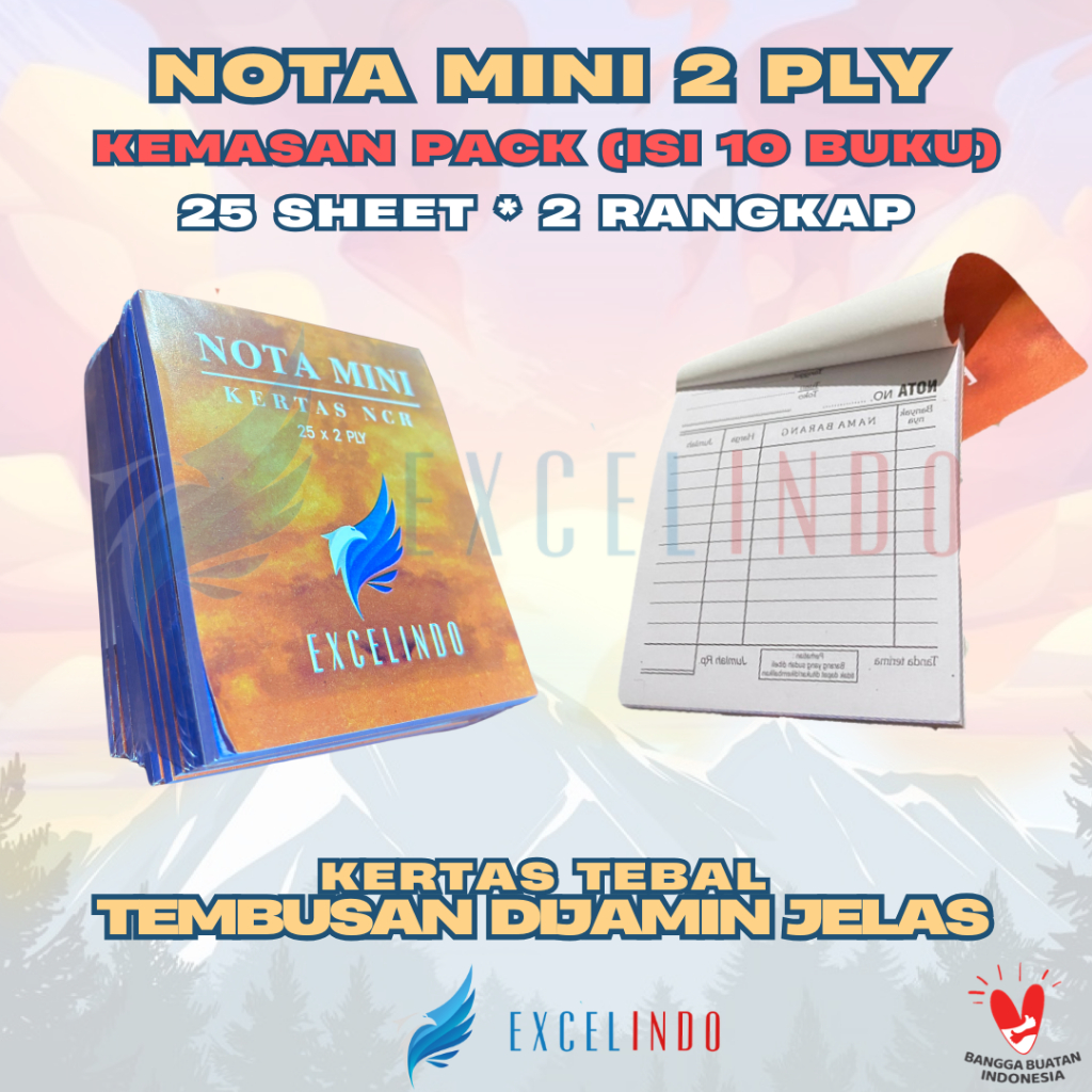 

(10 BUKU/ 1 PACK) Buku Nota Mini 2 ply NCR Nota Olshop Ukuran 80mmx105mm LEBIH HEMAT