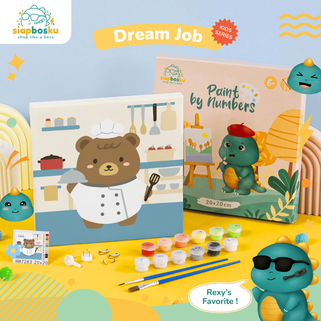 

SIAP BOSKU PAINT BY NUMBER KANVAS LUKIS 20X20 CM | DREAM JOB | DIY LUKISAN ESTETIK ANTI GADGET
