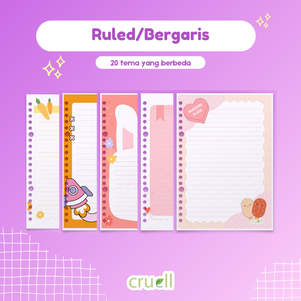 

Cruell Isi Binder Ruled Bergaris Loose Leaf A5 Full Color Isi Binder 100gsm 20 Lubang