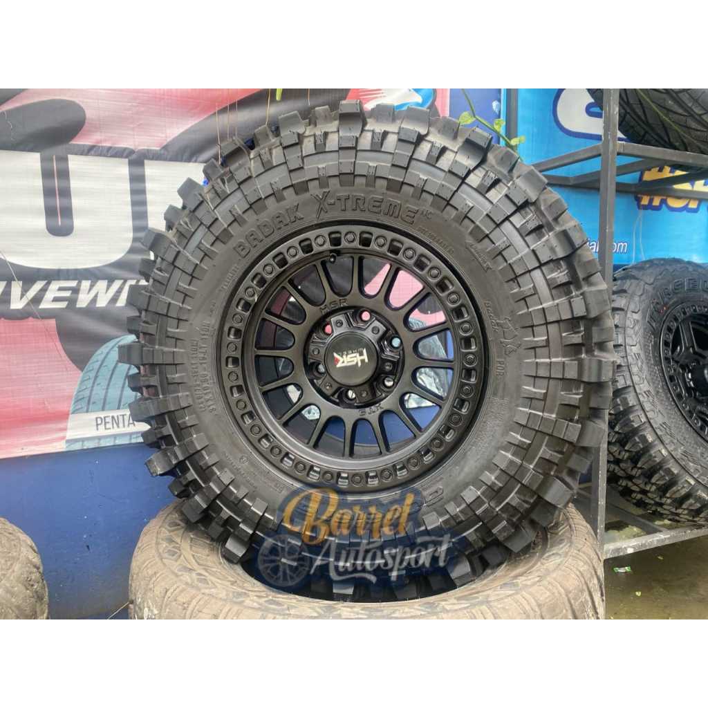 Paket Kompit 4 buah Velg Ofroad R15 dengan Ban 31 10,5 R15 ACCELERA BADAX/Ban Lumpur