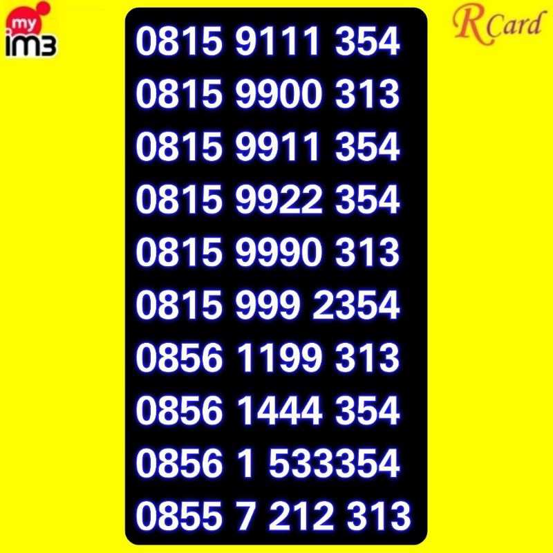 Perdana Nomor Cantik Indosat im3 11 digit ESA 533354 111 999 9192 7879 9911 9922 1444 1999 212 313 3