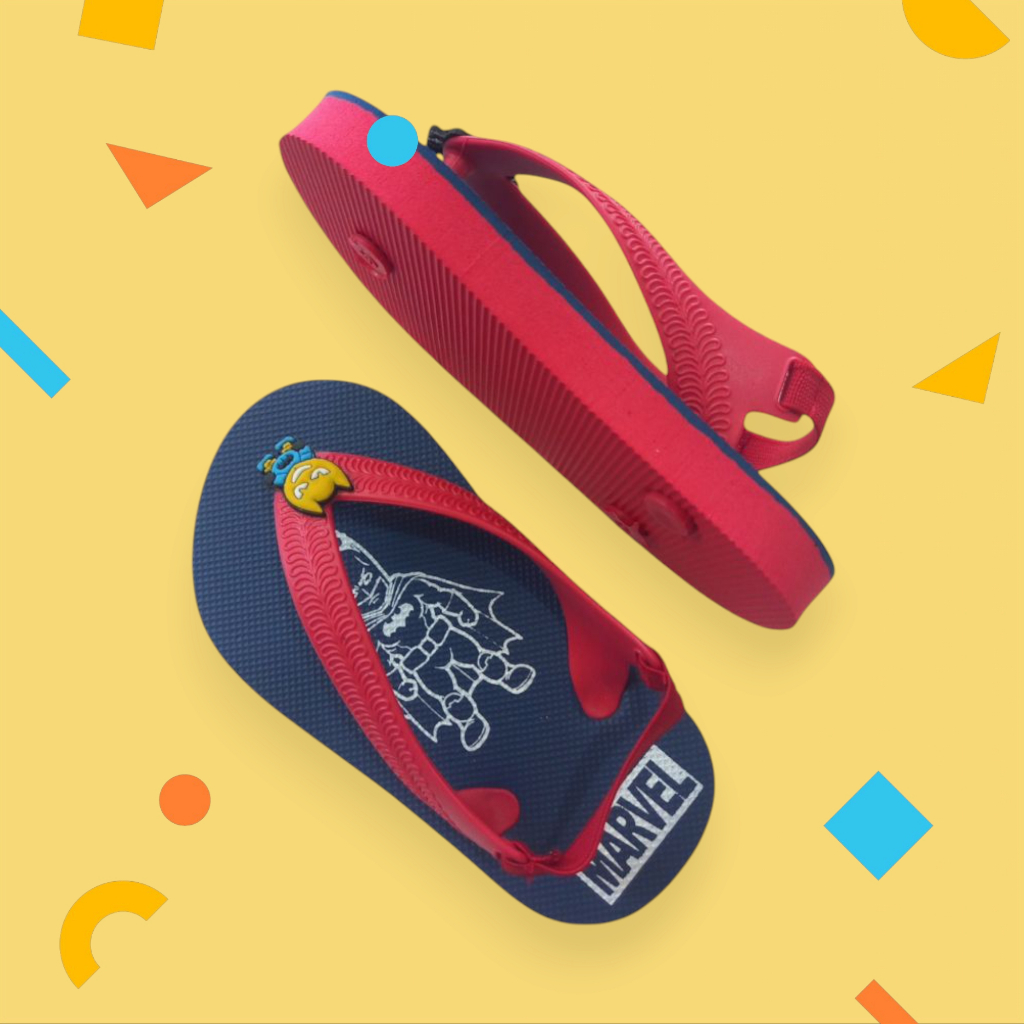 Batman Ada Tali Belakang Sandal Jepit Anak Kecil Baru Bisa Jalan Balita Baby Laki-Laki Cowok