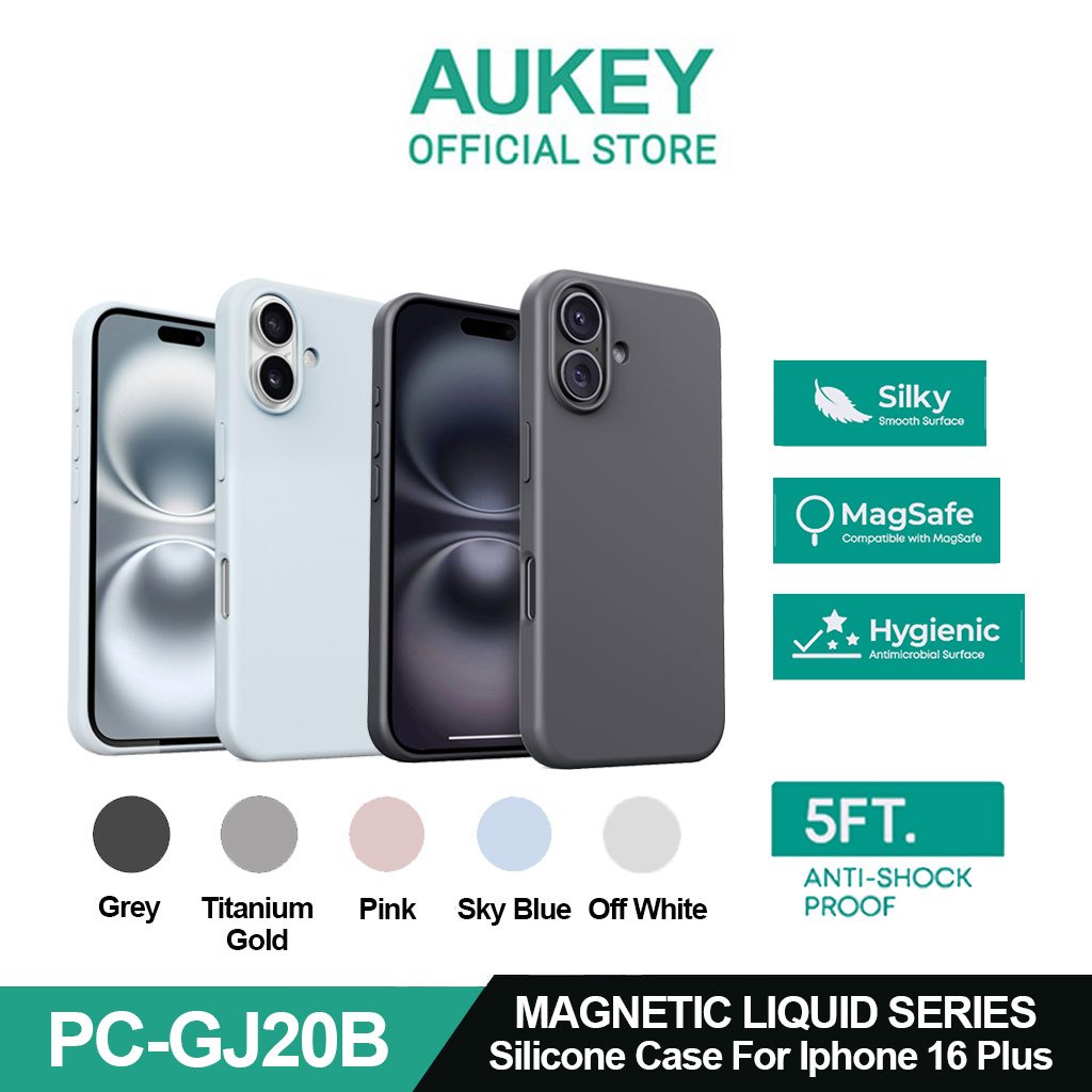 AUKEY iPhone 16 Plus Magsafe Case Silicone Premium Casing Hp Liquid Flex Series PC-GJ20B