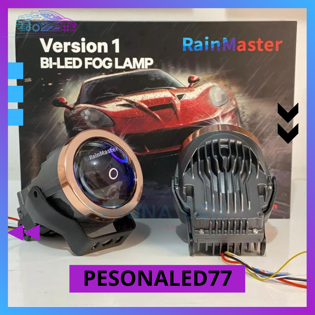 Lampu Bi lled Foglamp RAINMASTER 3 WARNA 3 inch 100W led kabut fog lamp mobil projector projie