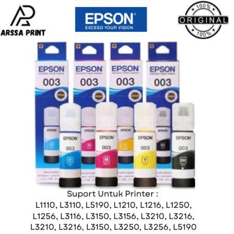 1SET TINTA EPSON 003 ORIGINAL L1110/L3210/L3150/L5190