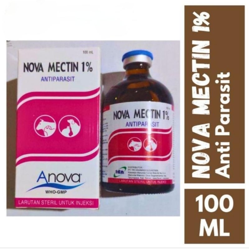 Nova Mectin 100ml / Novamectin / Ivermectin / obat injeksi gatal kutu tungau caplak scabies gudik bu