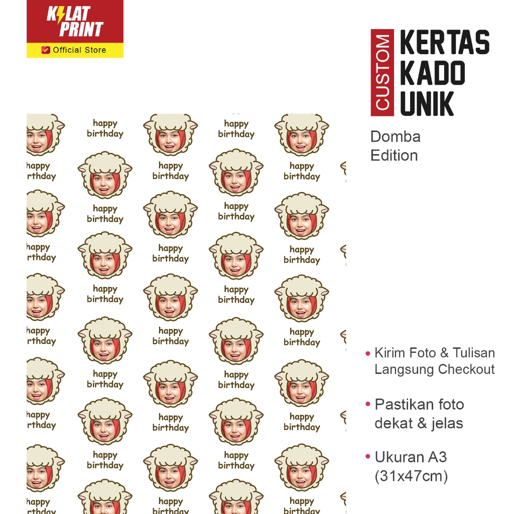 

Custom Kertas Kado Muka Kado Ulang Tahun Unik Domba Edition