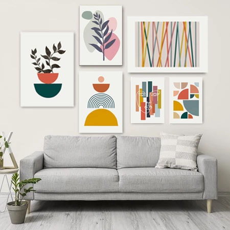 Lukisan Dinding Ruangan Pola Abstrak Geometris Gaya Nordic Dekorasi Kamar Tidur Mural