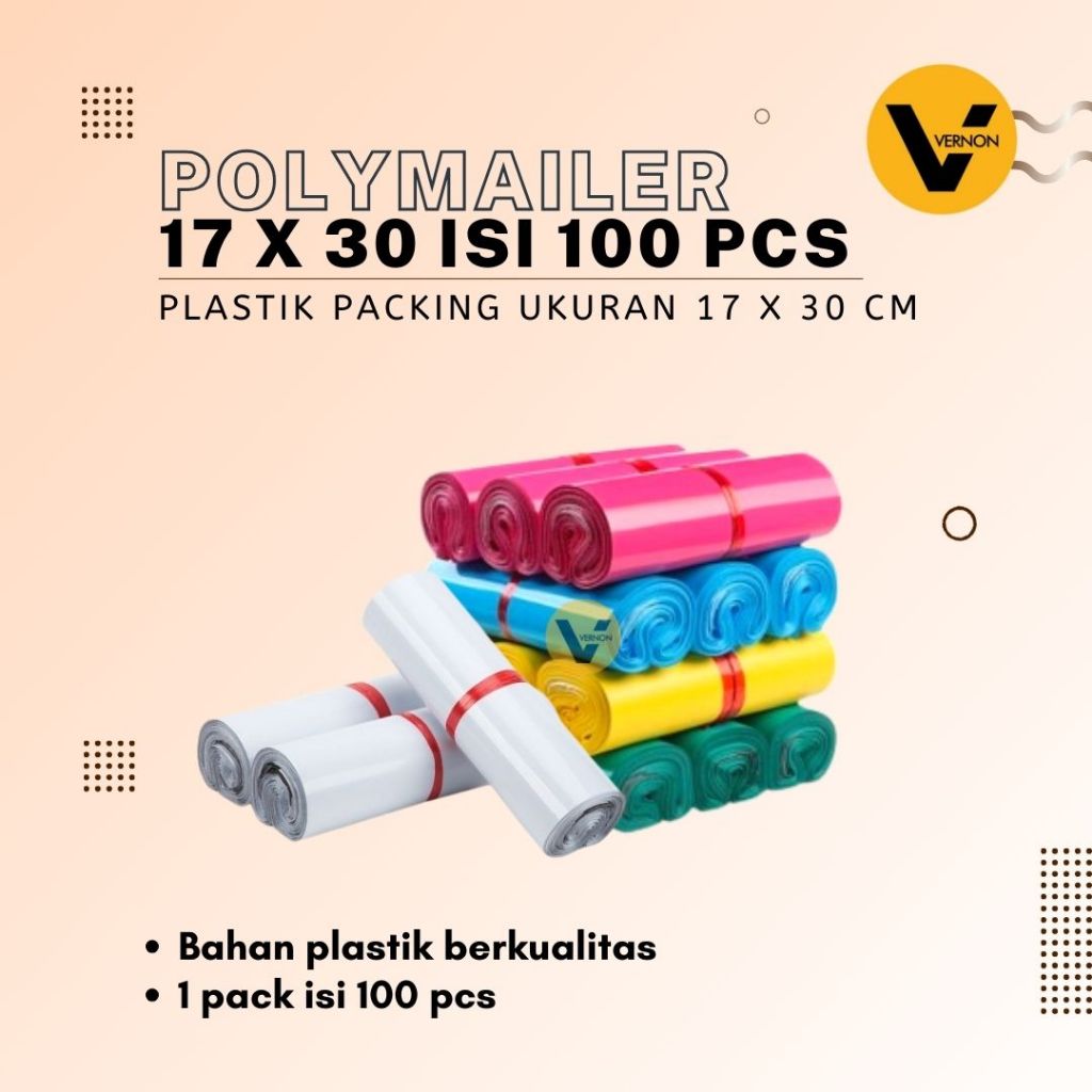 

Polymailer Plastik Packing Plastik Kantong Packing Plastik Ukuran 17 x 30 cm Isi 100 Pcs