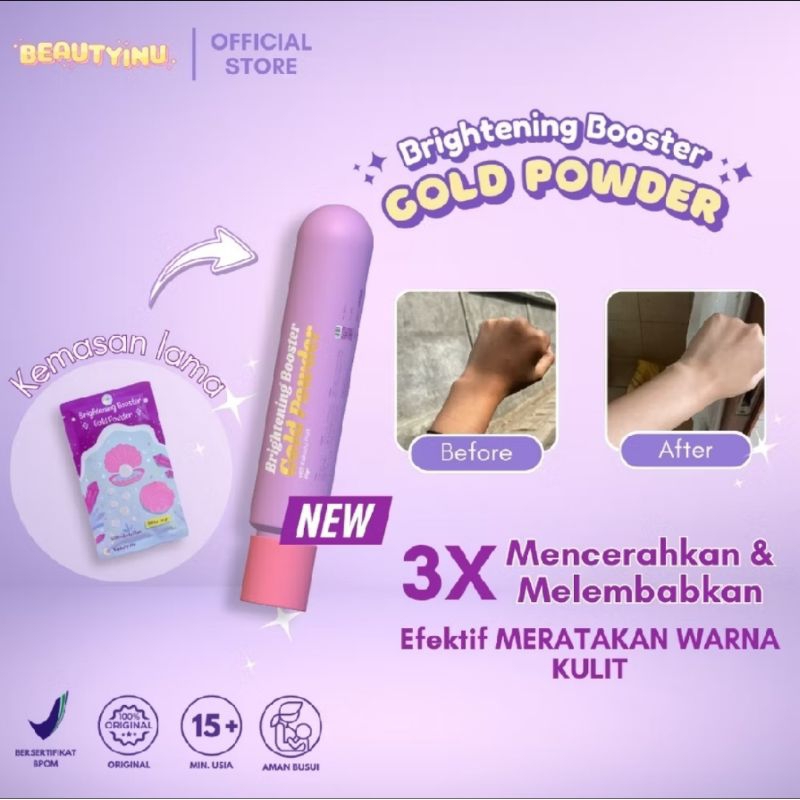 Gold Powder Beautyniyu Brightening Booster Serbuk Pemutih Badan Gold Powder