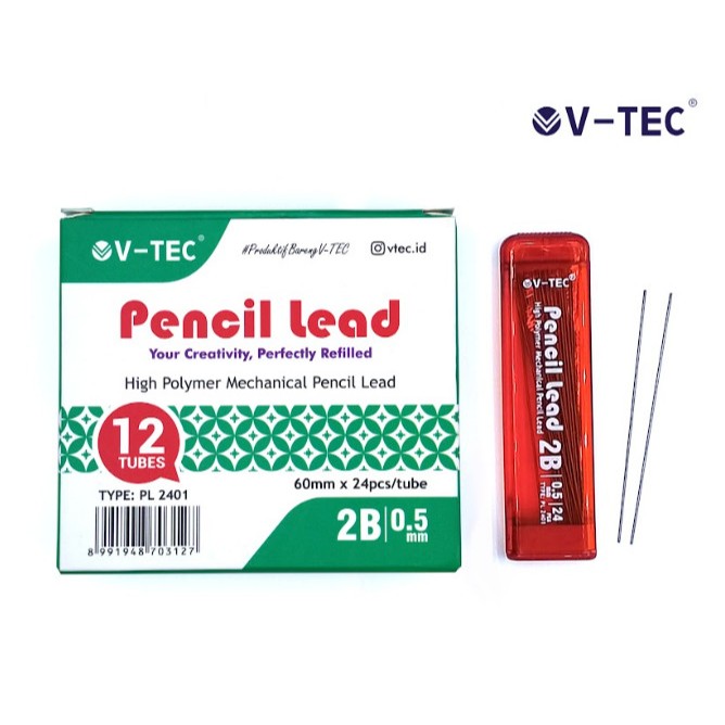 

V Tec refill pencil lead isi pensil mekanik 2B 0.5 mm - V Tec Refill Isi Pensil Mekanik Refill Isi Mechanical Pencil 2B 0.5 mm