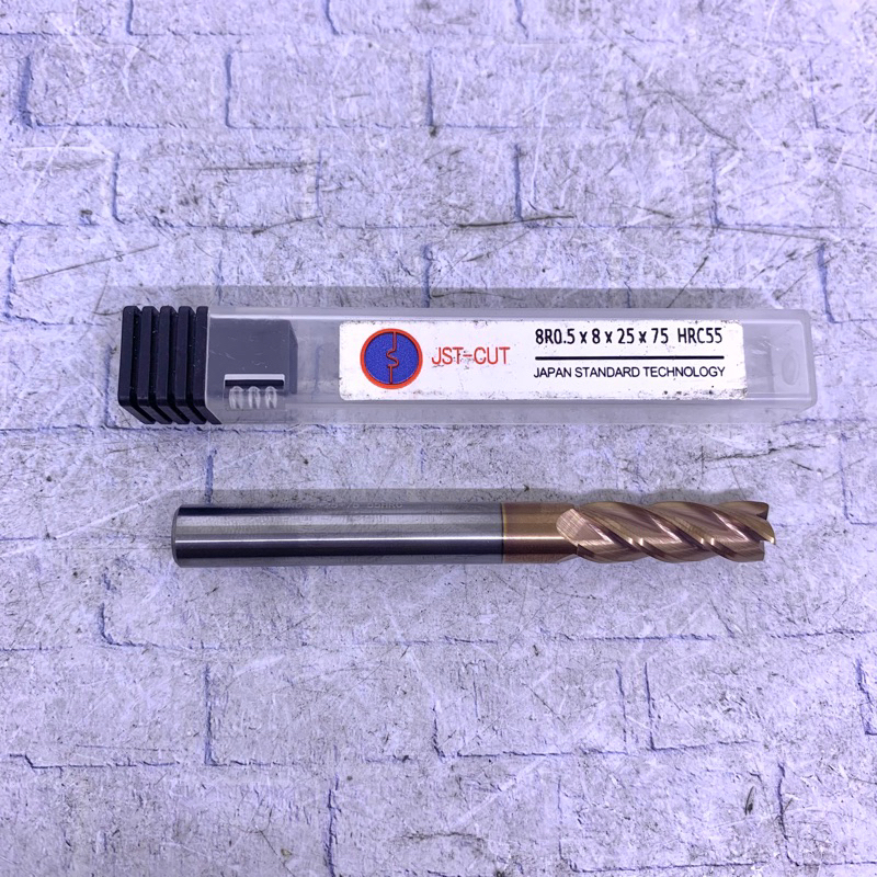 Endmill corner radius 8 mm R0.5 carbide baru..Endmill 8 x 75 mm
