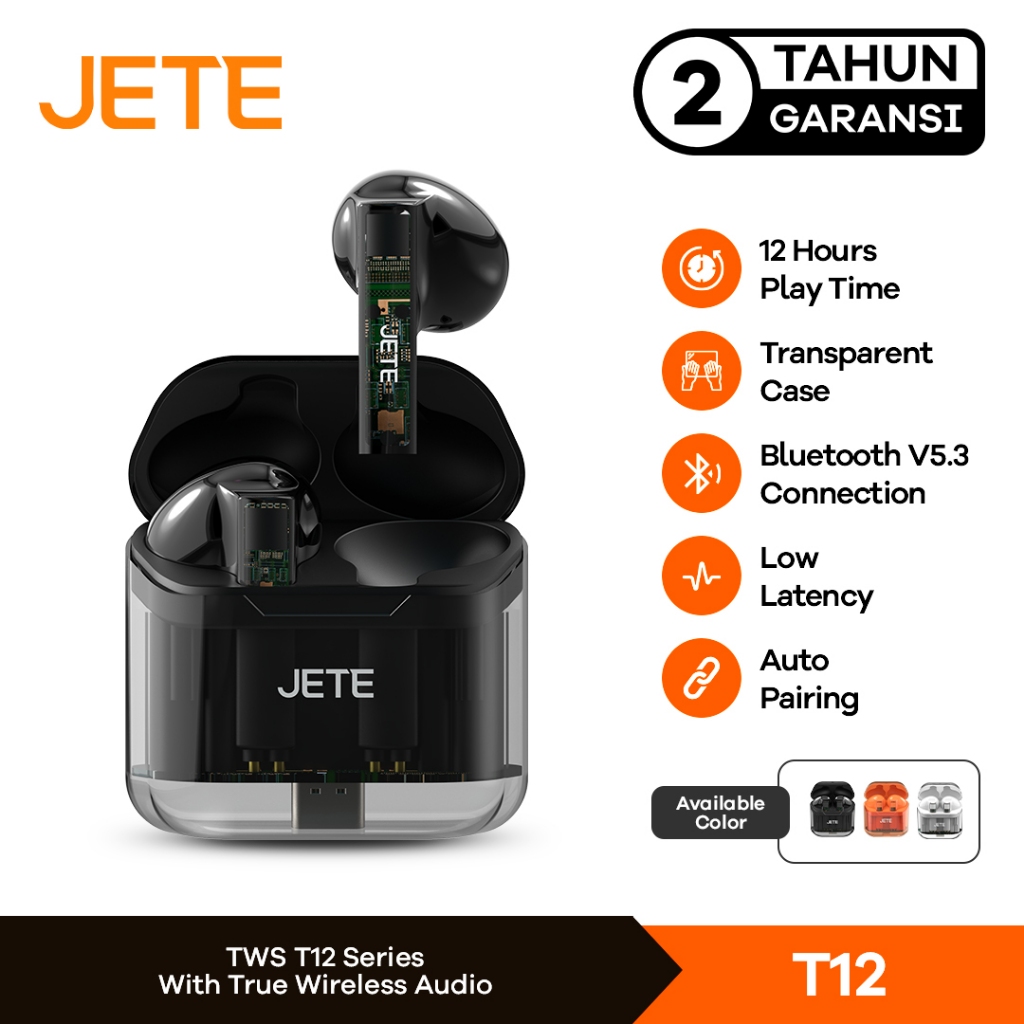JETE Earphone Bluetooth 5.3 Jete T12 - TWS Bluetooth Headset | Garansi 2 Tahun