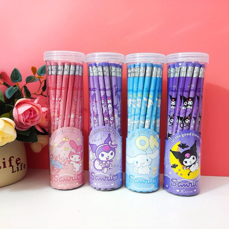

(1 TABUNG ISI 30 PC) PENSIL KAYU SEKOLAH ANAK GAMBAR KUROMI CINNAMOROL MELODY HB