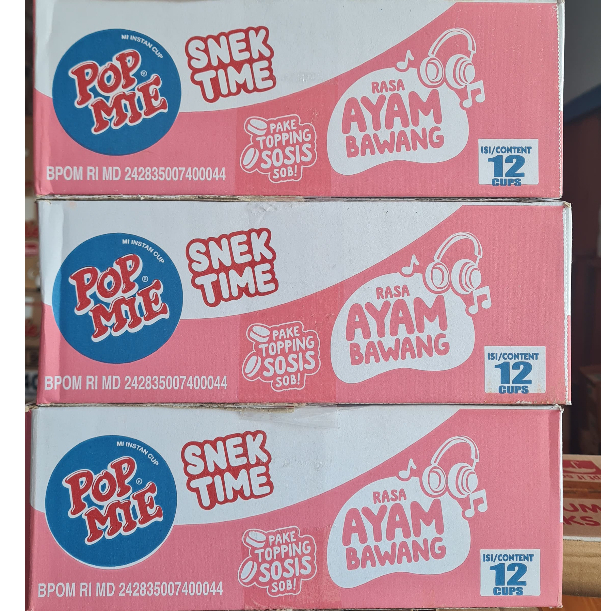Pop MIE Rasa Ayam Bawang Sneks Time (1 Dus isi 12 Cup)
