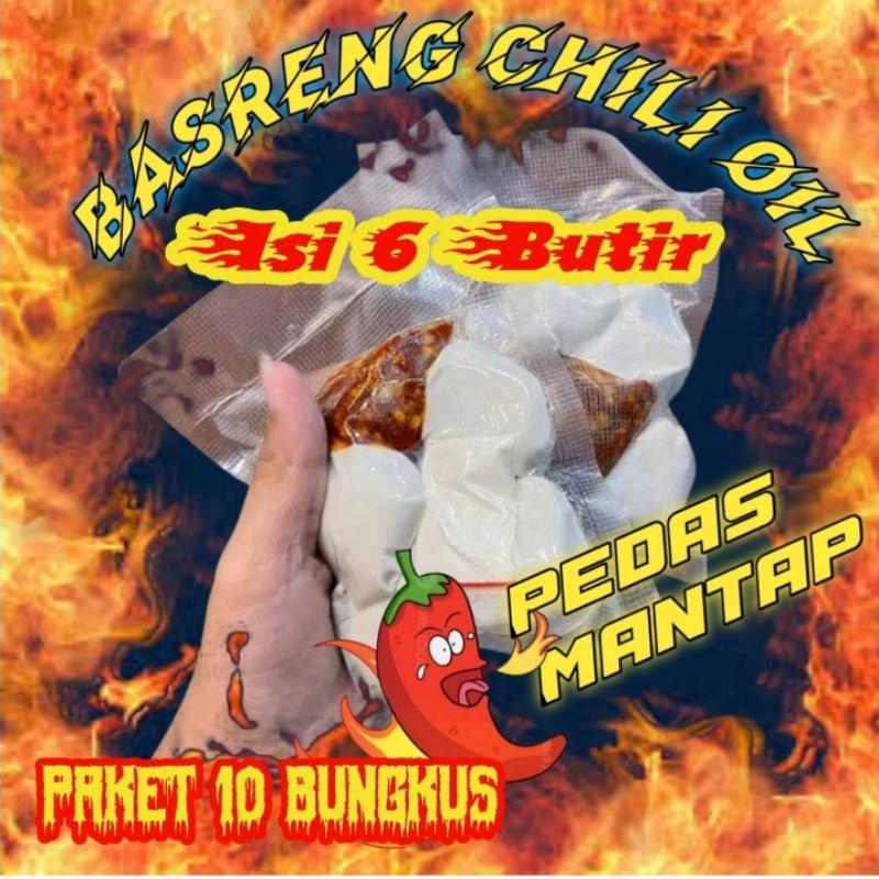 

(paket 10bks) BASRENG CHILI OIL ISI 6 BUTIR