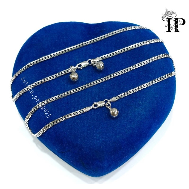 Gelang Kaki Perak Asli Silver 925 Lapis Emas Putih Model Rantai Sisik Naga - Perhiasan Wanita Anti K