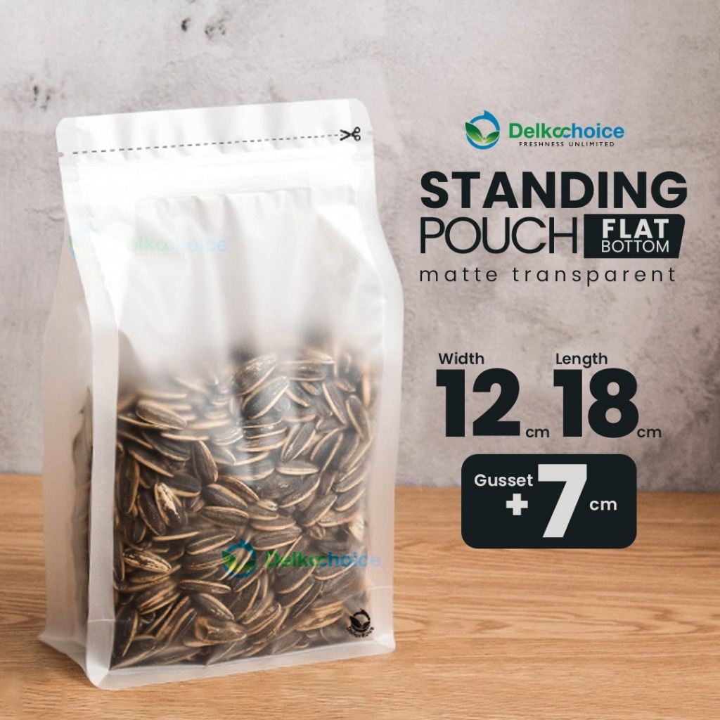 STANDING POUCH FLAT BOTTOM MATTE TRANSPARAN - PLASTIK KEMASAN ZIPLOCK