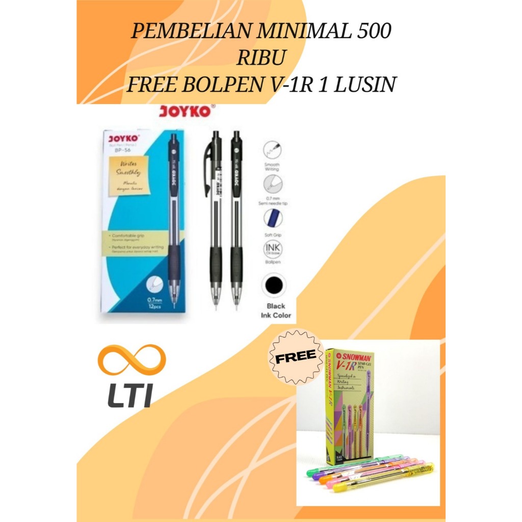 

PULPEN / BALLPOINT JOYKO BP 56 NEEDLE TIP JARUM 0.7mm LSN - MURAH
