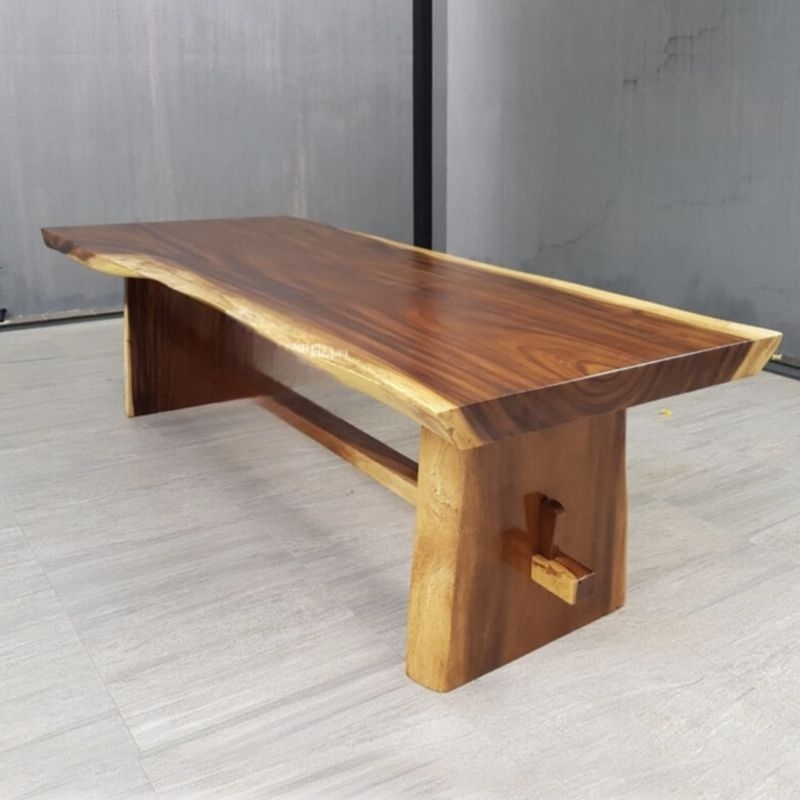 150 cm Meja Makan Cafe Kayu Trembesi Solid Utuh Murah
