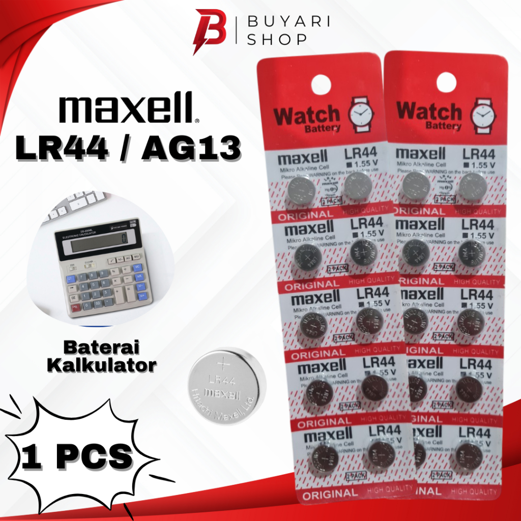 TERMURAH Baterai Kalkulator PER PCS Maxell Casio Citizern Kancing LR44 Original Maxel AG13 kecil Bat