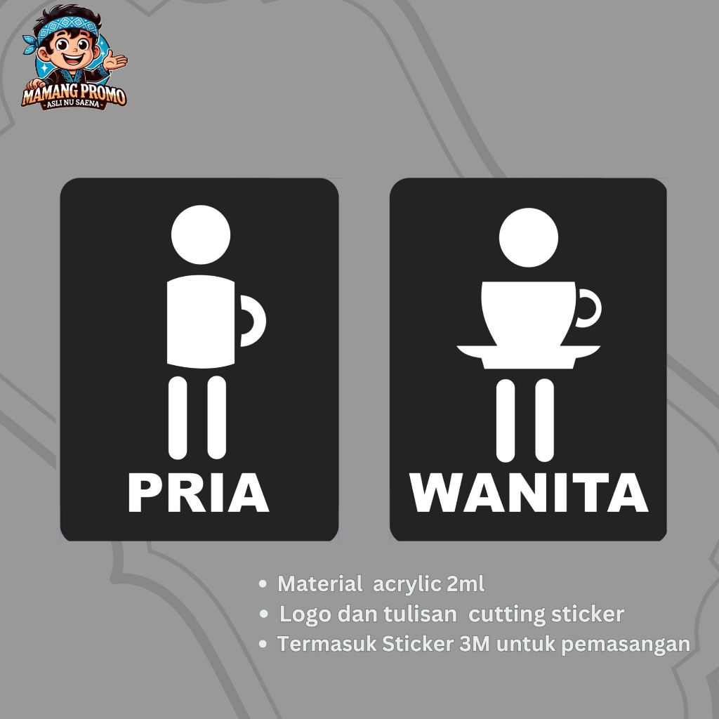 

Papan Nama Toilet Pria Wanita Signage Acrylic uk. 15cm x 11.5cm | Tulisan Sign Woman Man Kamar Mandi