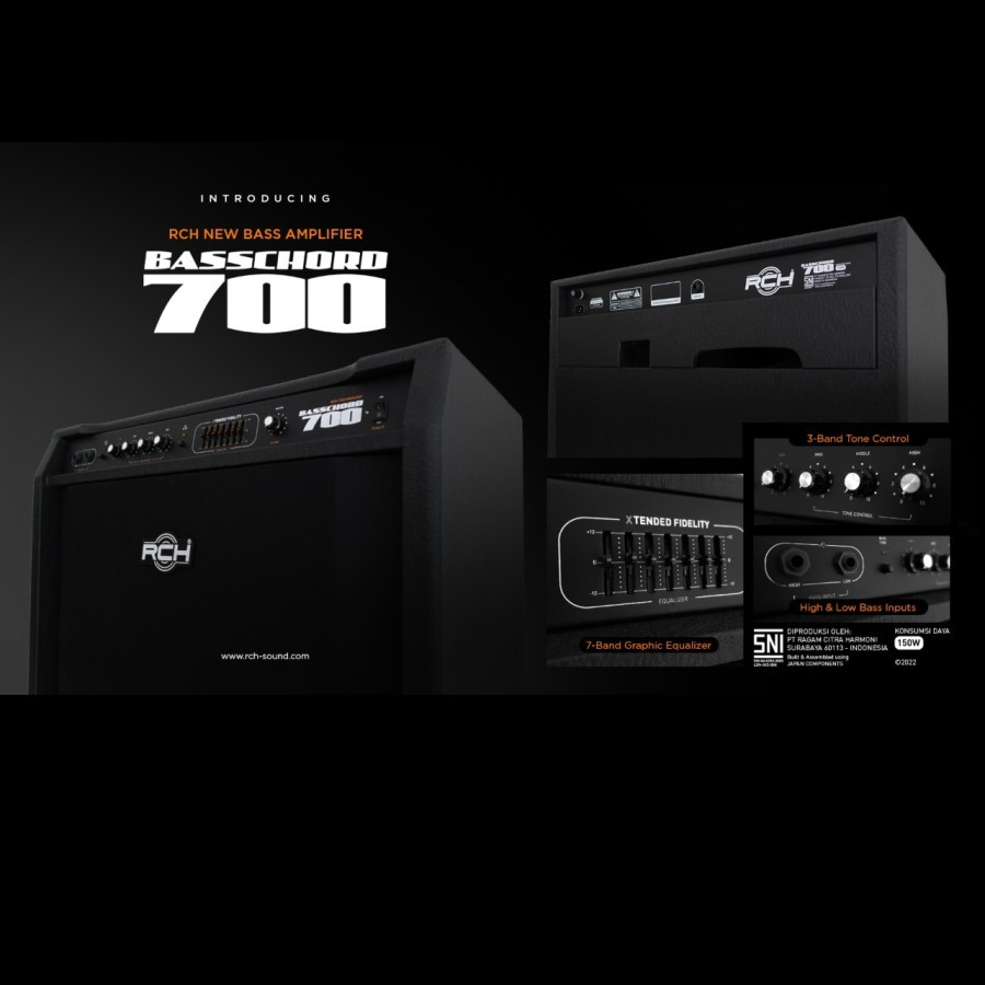 Amplifier Bass RCH Basschord 700 New / 15 Inch Speaker
