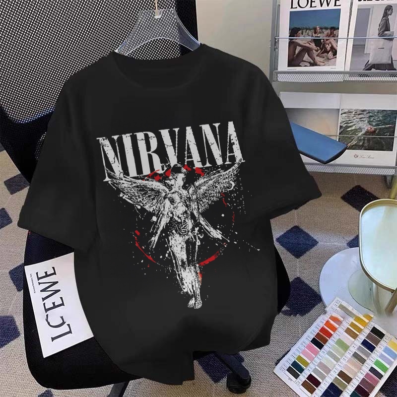 Marlacoeur Cetak NIRVANA | Kaos Cowok Distro Original 100% | Baju Oversize Pria  | Kaos Pria Premium