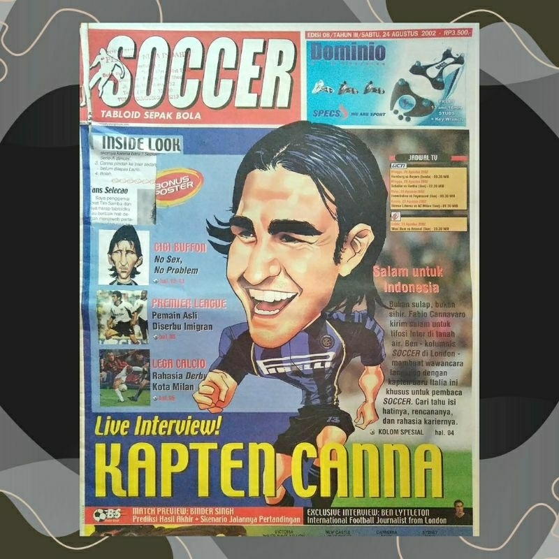 Tabloid Soccer Edisi No. 8 _ 24 Agustus 2002 Cover Fabio Cannavaro