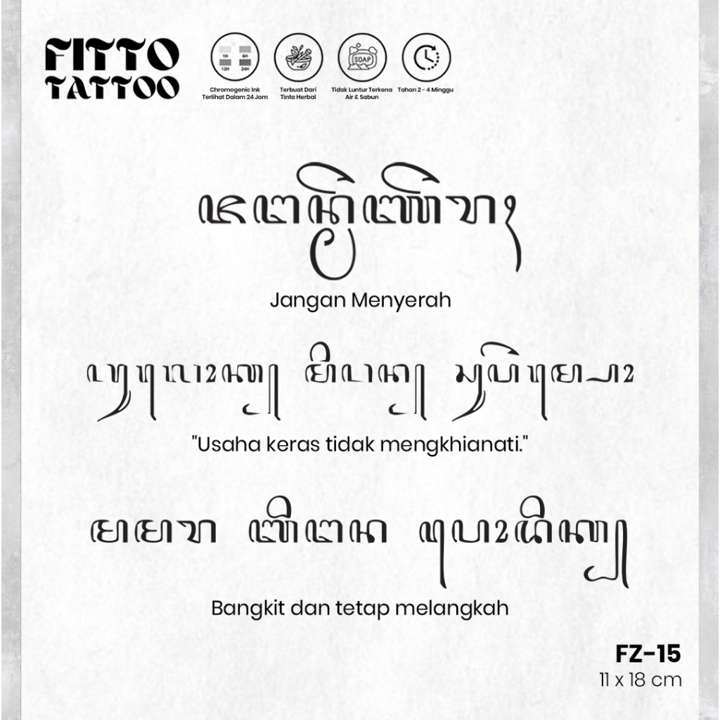 Stiker Tato Temporer Quotes Aksara Angka Semi Permanent Fruit Ink Premium Anti Air Tatto Temporary