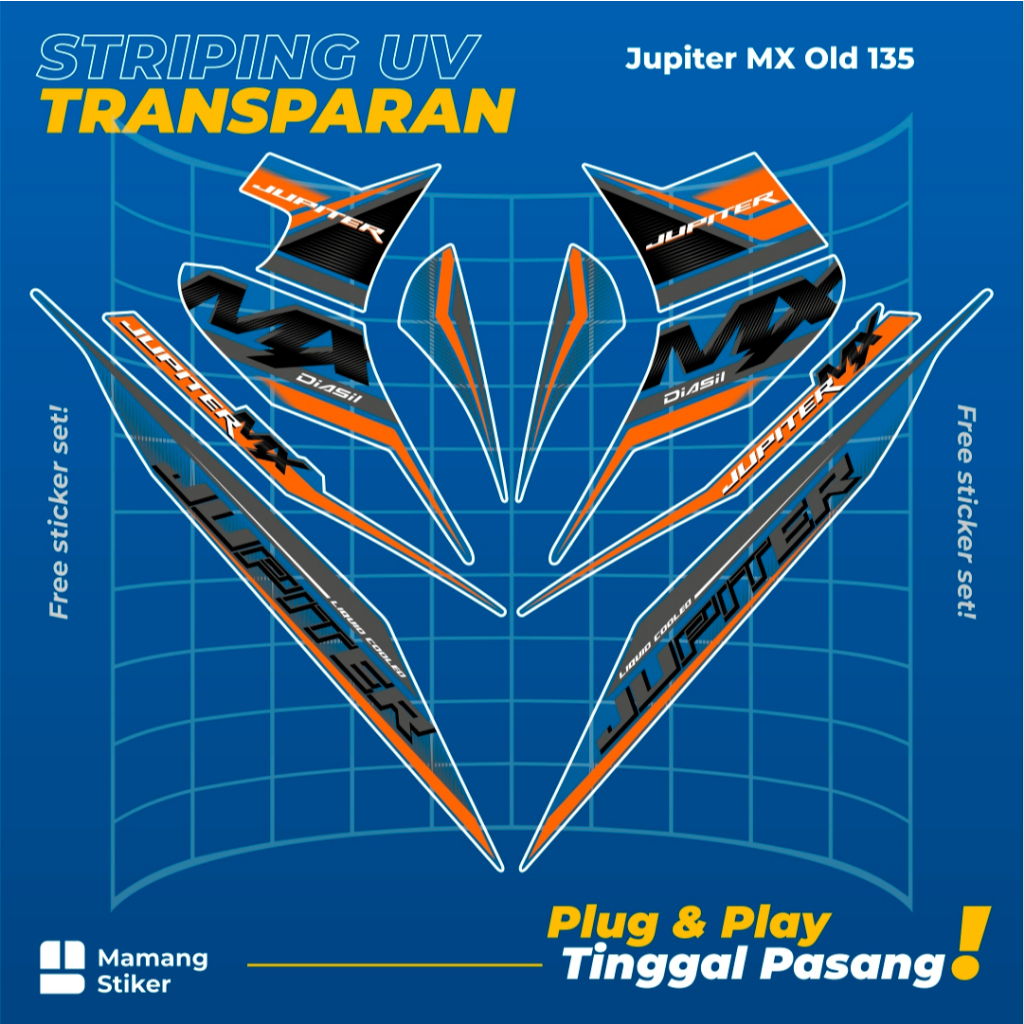 STRIPING TRANSPARAN Jupiter MX Old 135 Variasi (46) UV OJMX Lama Exciter Bening Malaysia