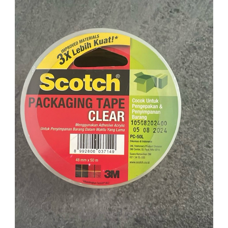 

3M Scotch Isolasi Lakban Bening 48 mm x 50 m OPP Packaging Tape Adhesive Acrylic 3M-PC-50L Clear