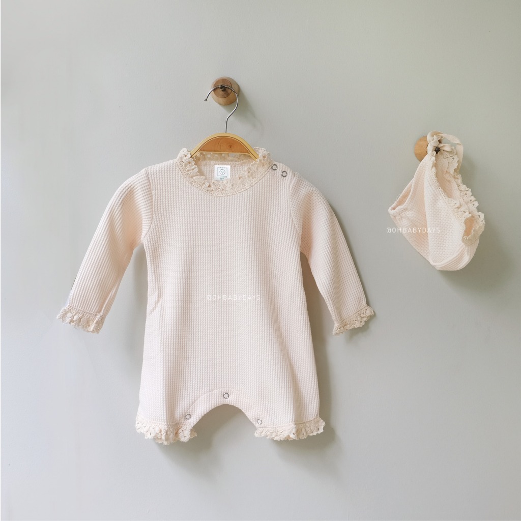 OHBABYDAYS | Jumper Romper Bayi | Waffle Romper & Bonnet