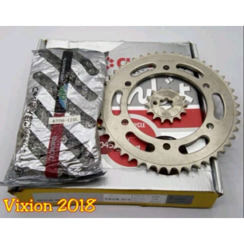 Gir+rantai SET motor yamaha VIXION 2018,R15 lubang 6 merk CHOHO