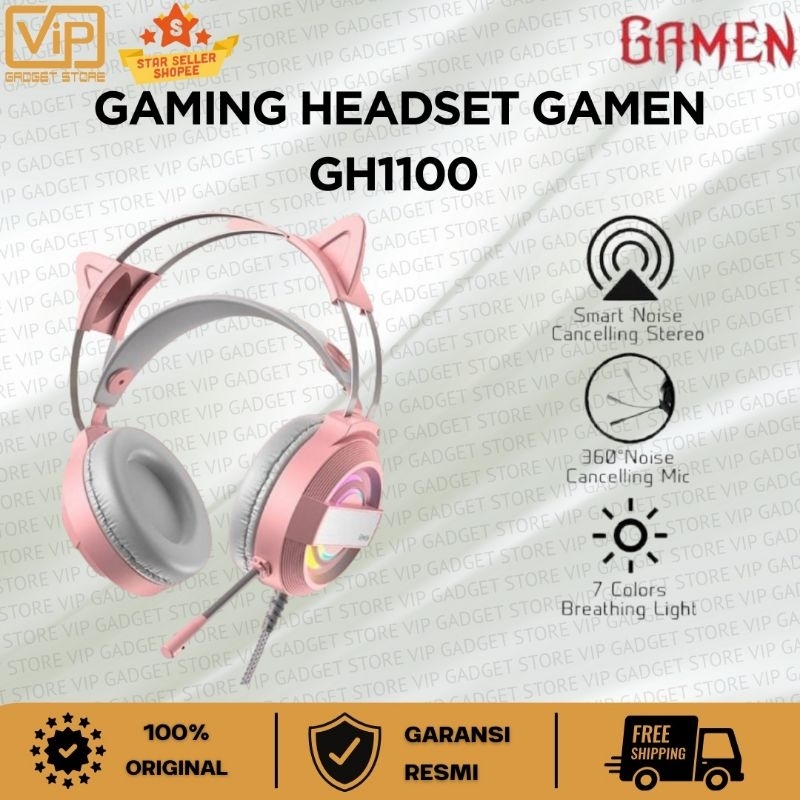 HEADPHONE GAMEN CAT EAR GAMING HEADSET GH1100