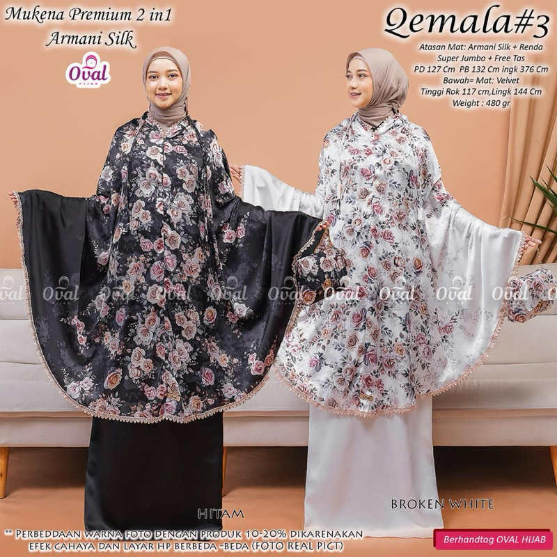 [OVAL HIJAB] MUKENA QEMALA#3 PREMIUM 2 in 1 ARMANY SILK BY OVAL HIJAB MUKENA PREMIUM JUMBO KEKINIAN 