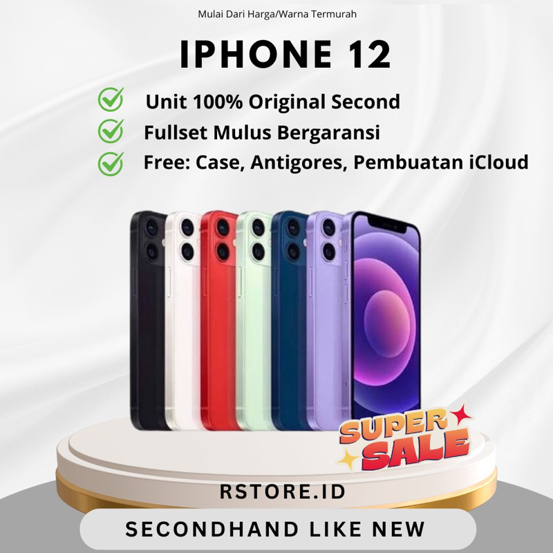 IPHONE 12 FULLSET MULUS BERGARANSI SECOND ORIGINAL 100%