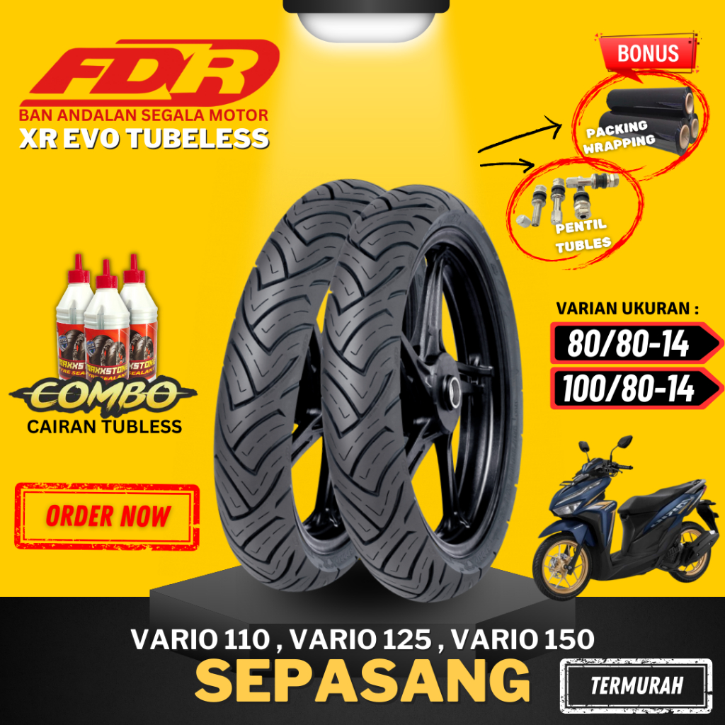 [SPESIAL HARGA SEPASANG] BAN FDR SPORT XR EVO RING 14 / ( 80/80-14 & 100/80-14 ) BAN FDR TUBELESS TU