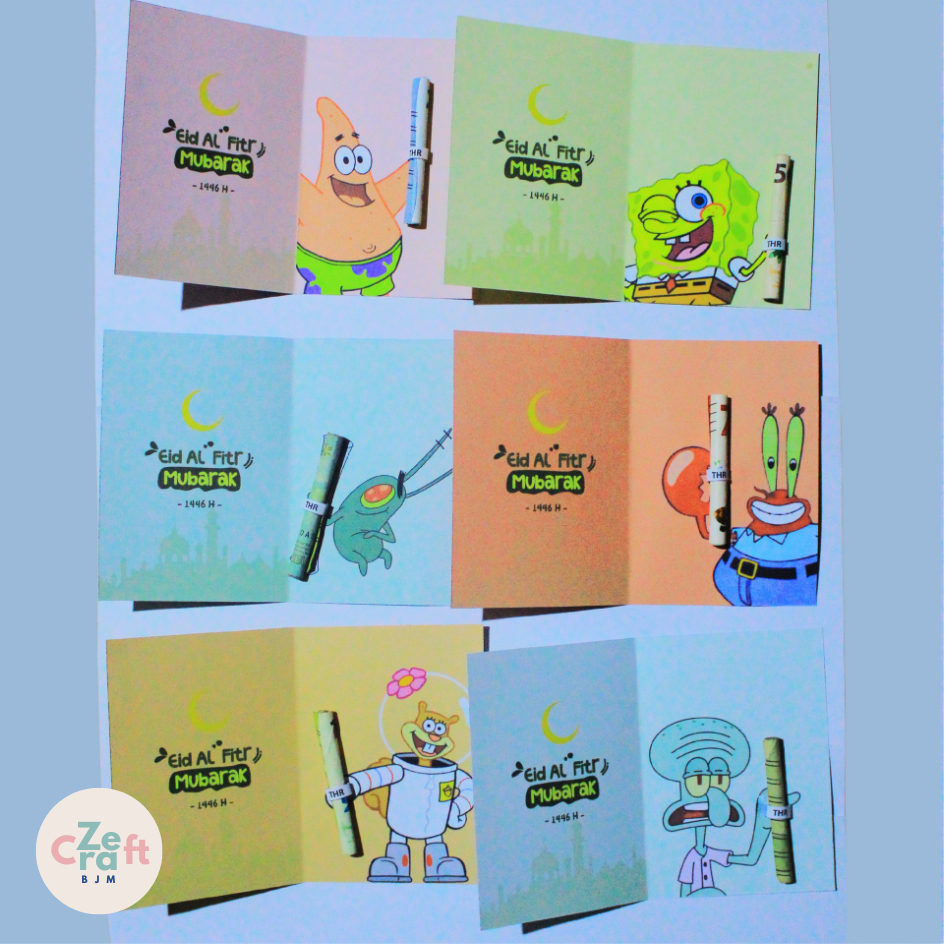 

[Per Pcs] Amplop Kartu THR Card Kartu Amplop Lebaran Idul Fitri Kartu Amplop Viral SpongeBob