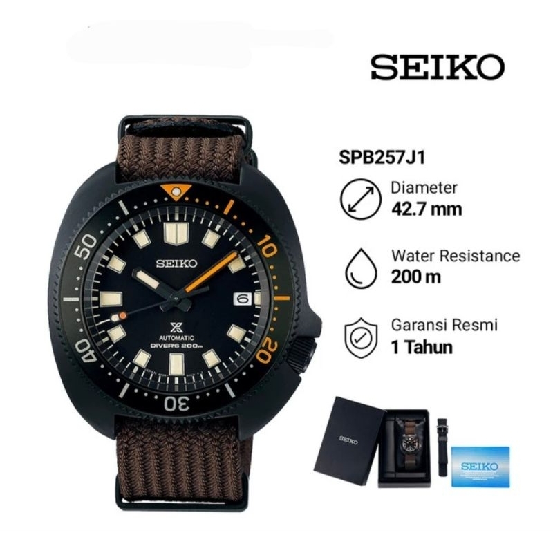 Seiko Prospex SPB257J1 Automatic Divers 200M The Black Series 1970 Jam Tangan Pria Original