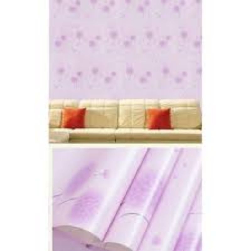 WALLPAPER DINDING TERMURAH,WALLPAPER DINDING MOTIF BUNGA DENDELION UNGU GH010