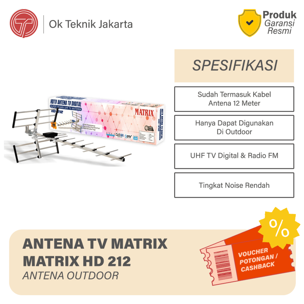 [BISA COD] MATRIX ANTENA TV DIGITAL HD-212 / HD 212 / HD-212 FREE KABEL / ANTENA OUTDOOR MATRIX TU2T