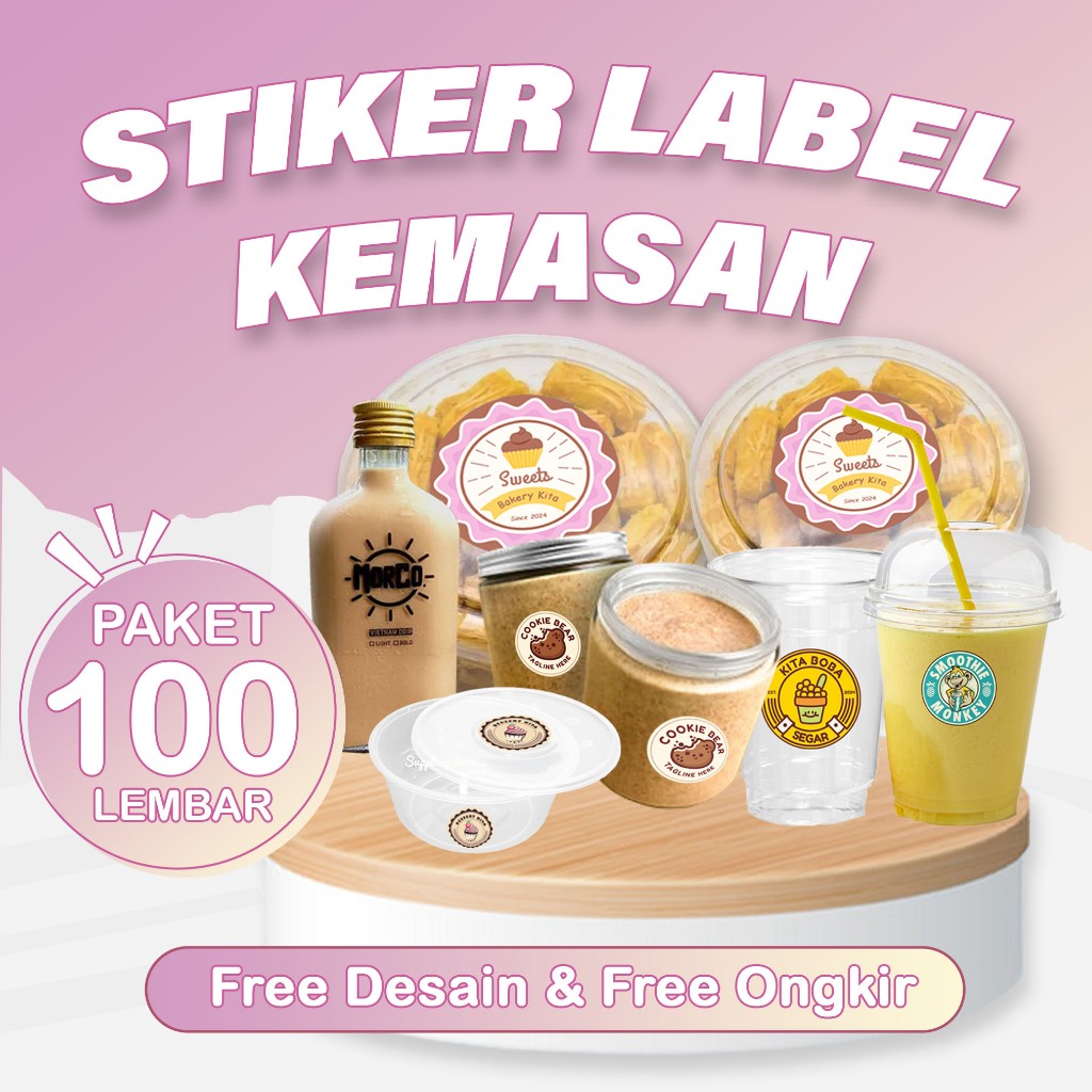 

Stiker Label 100PCS Chromo / Vinyl Paket Plus Cutting Cetak Sticker Label Sticker Custom Kemasan Printnesia
