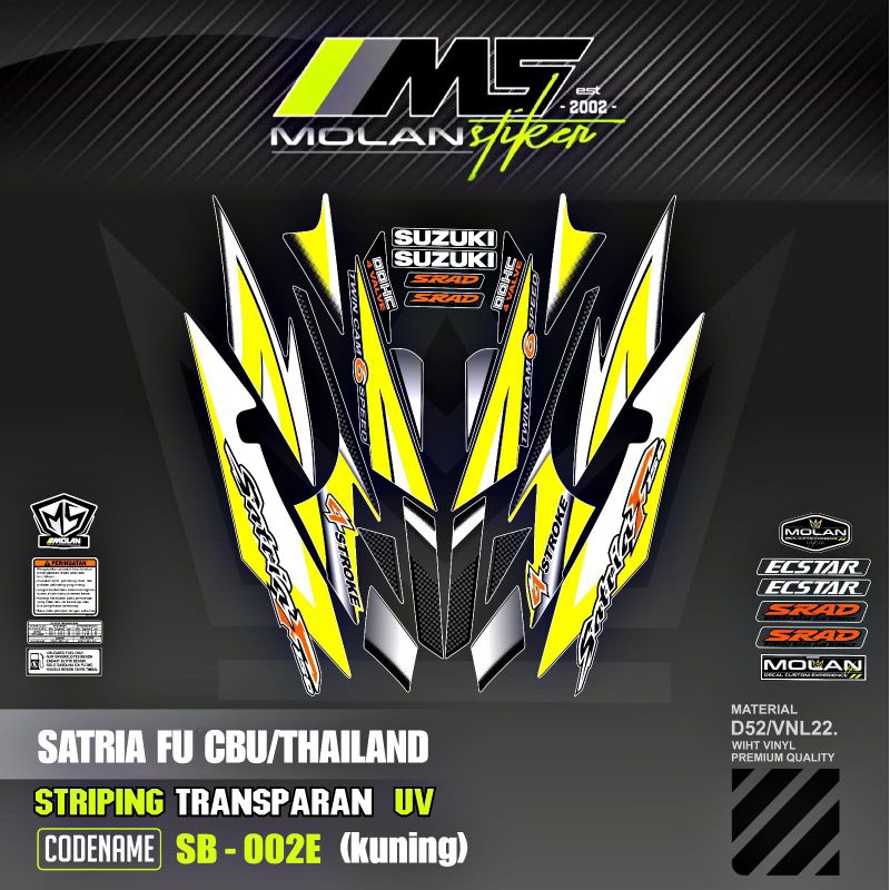Decal Sticker Striping Variasi Transparan Uv Satria Fu Cbu Thailand 2005/2006 Suzuki Satria Fu 150 T